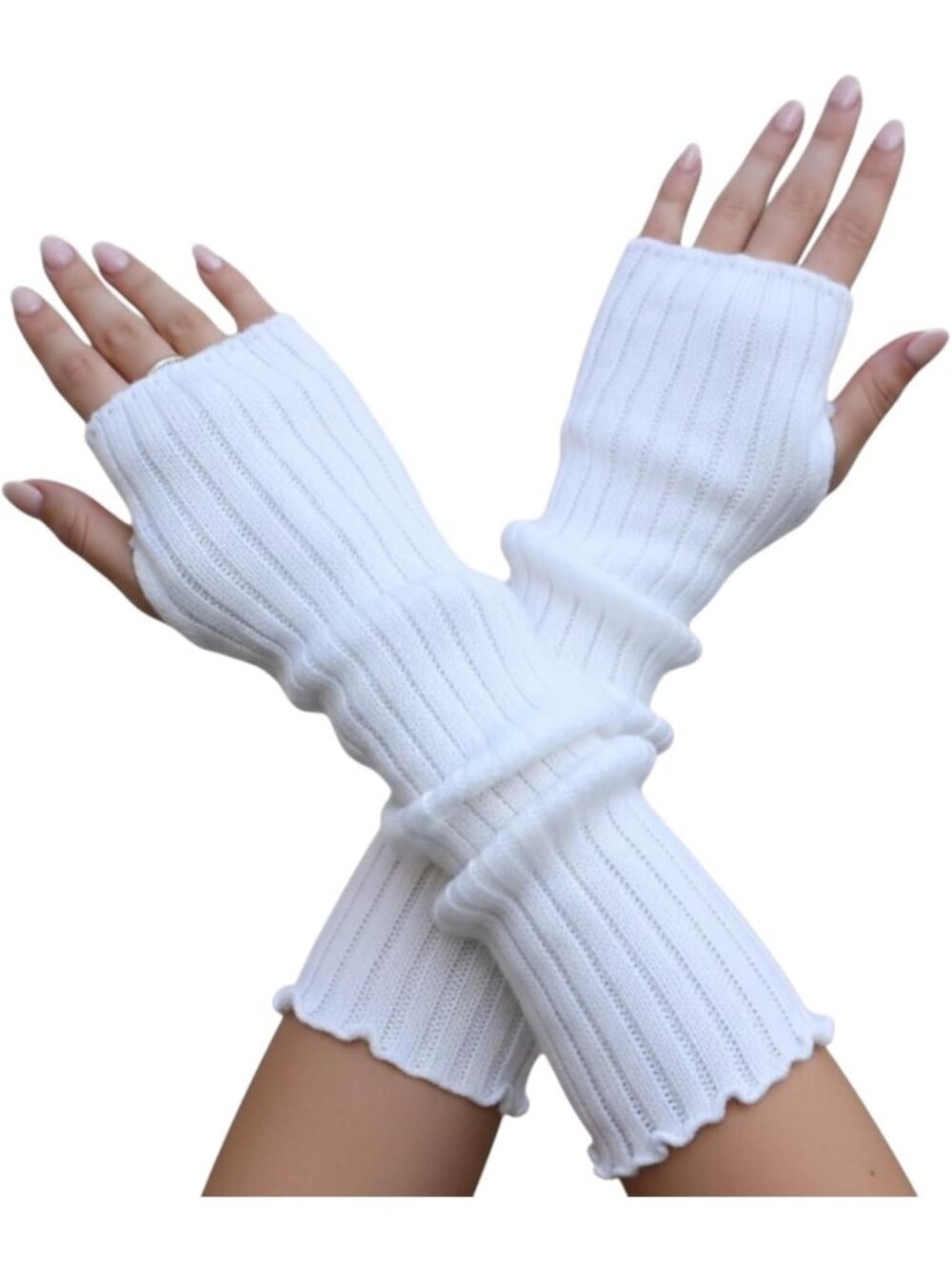 Women's White Arm Warmers Fingerless Gloves Y2K Gothic Cosplay
